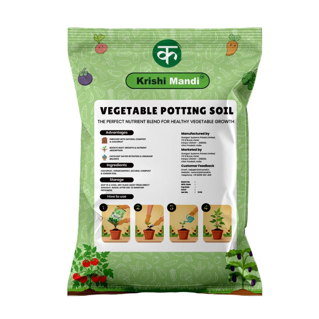 Krishi Mandi Organic Vegetable Potting Soil 10 KG – Kitchen Garden & Vegetable Soil Mix for Pots, Tomato, Chilli & Leafy Greens - Image 6