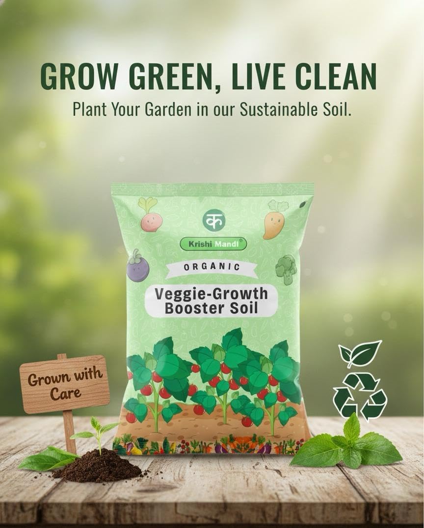 Krishi Mandi Organic Vegetable Potting Soil 10 KG – Kitchen Garden & Vegetable Soil Mix for Pots, Tomato, Chilli & Leafy Greens - Image 4