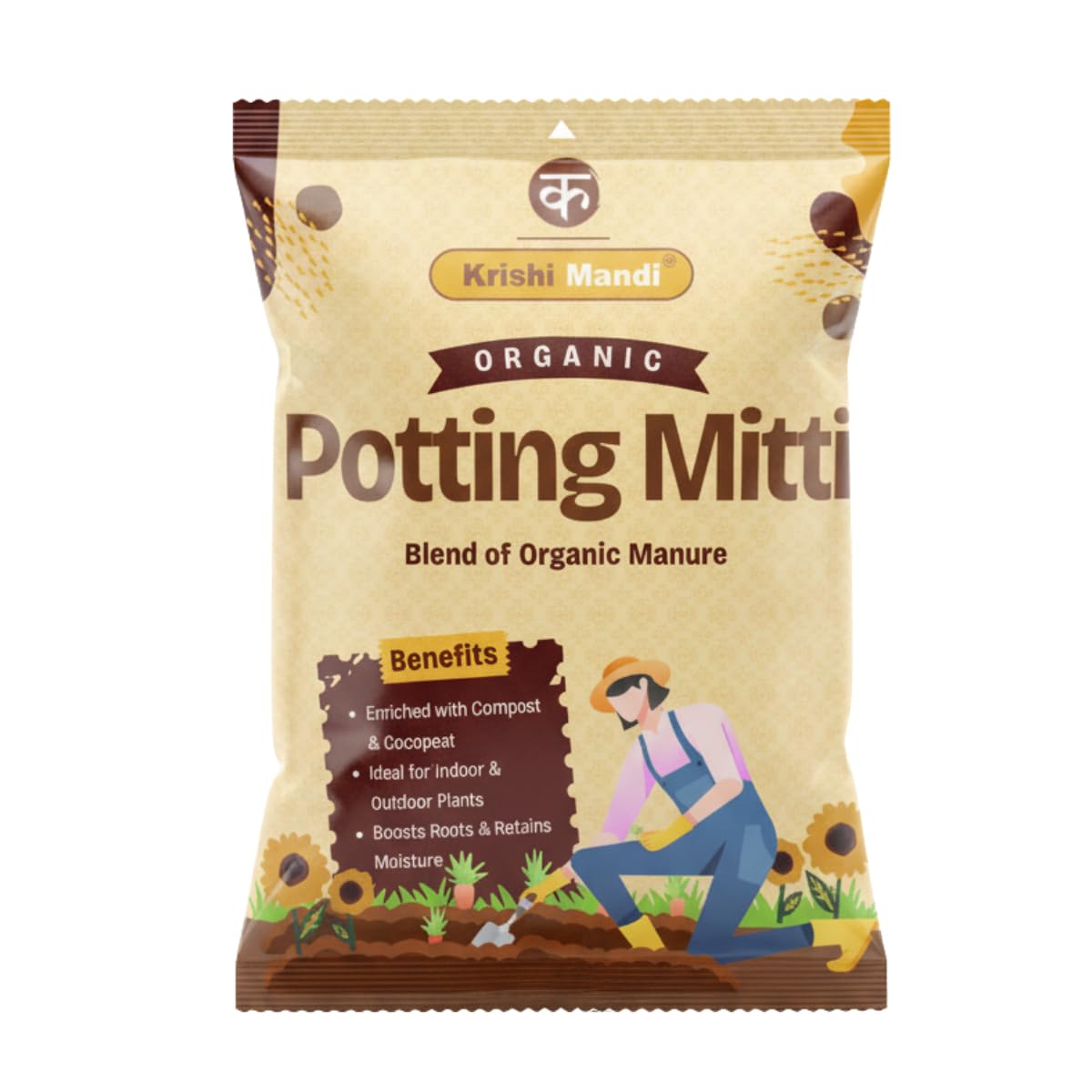 Krishi Mandi All Purpose Plant Soil Mix (5 Kgs)– Organic Potting Mitti for Indoor & Outdoor Plants