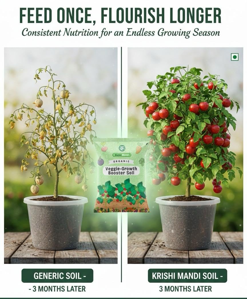 Krishi Mandi Organic Vegetable Potting Soil 10 KG – Kitchen Garden & Vegetable Soil Mix for Pots, Tomato, Chilli & Leafy Greens - Image 2